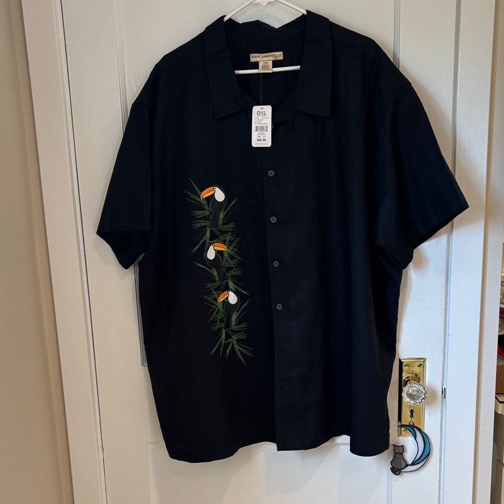 Men's Black Embroidered Casual Shirt